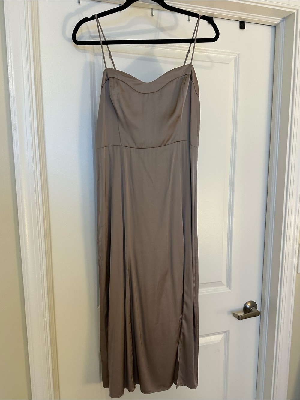 Abercrombie & Fitch Taupe Satin Slip Midi Dress